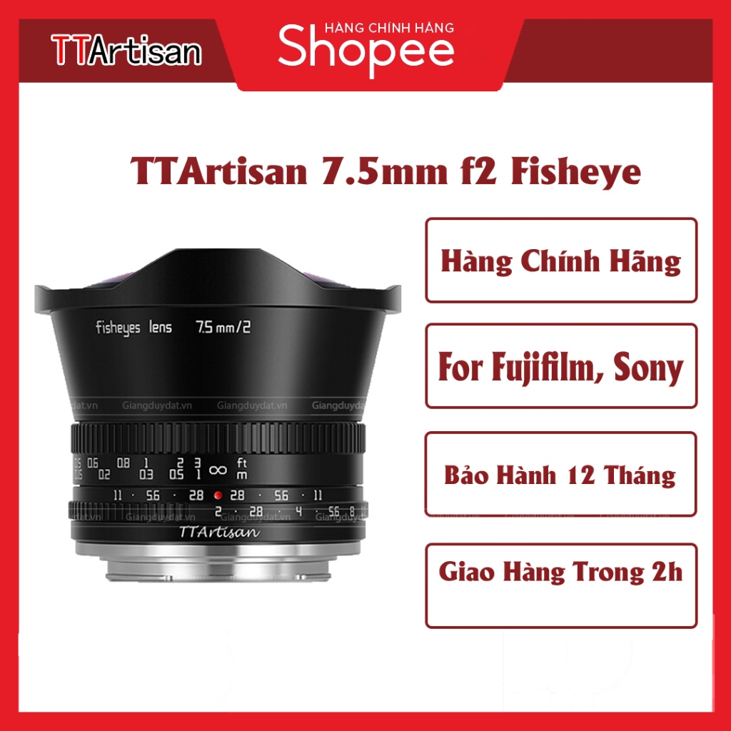 Ống Kính TTArtisan 7.5mm f2 Fisheye / SG Image MF 7.5mm f2.8 Fisheye phù hợp For Fujifilm, Sony, Nik
