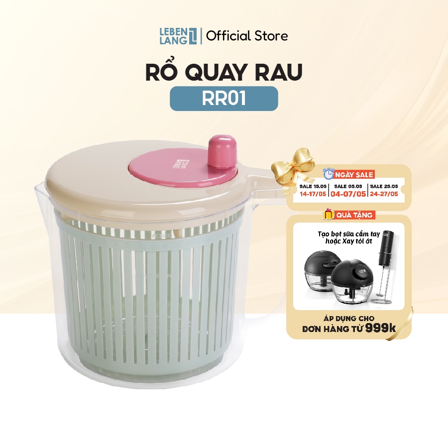 Rổ quay rau Lebenlang RR01,rổ quay rau củ quả 2.5L, rổ rửa rau đa năng nhựa pp cao cấp - chính hãng | BigBuy360 - bigbuy360.vn
