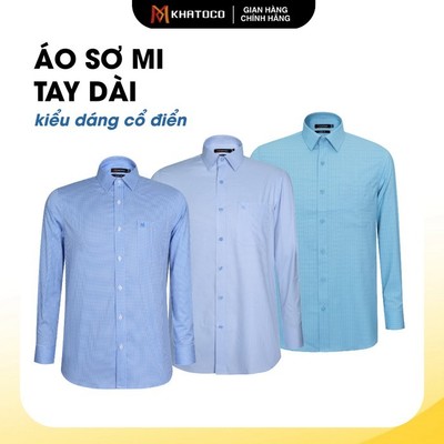 Áo sơ mi nam KHATOCO form Tailor Fit kháng khuẩn nhẹ mát & không nhăn mã 18508