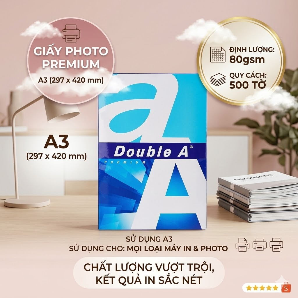 Giấy Photo A3 80gsm - Double A (500 Tờ)