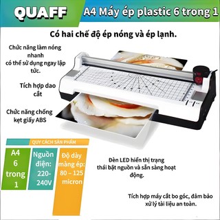 QUAFF-A4-Máy ép plastic 6 trong 1 Hai chế độ nóng và lạnh Cóbaloạidaocắtxoay 220-240v Có sẵn hàng