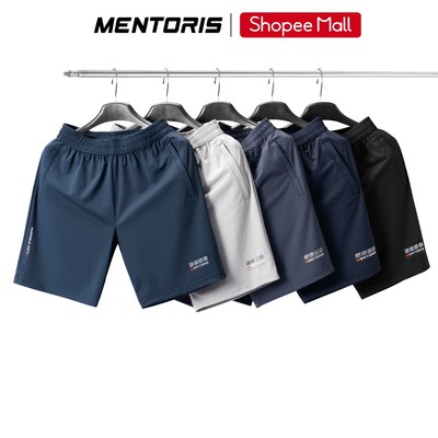 Quần Short Nam MENTORIS Vải Texture Vân Ngang, Co Giãn Tốt, Thấm Hút Mồ Hôi, Form Gọn Gàng MASR26S017