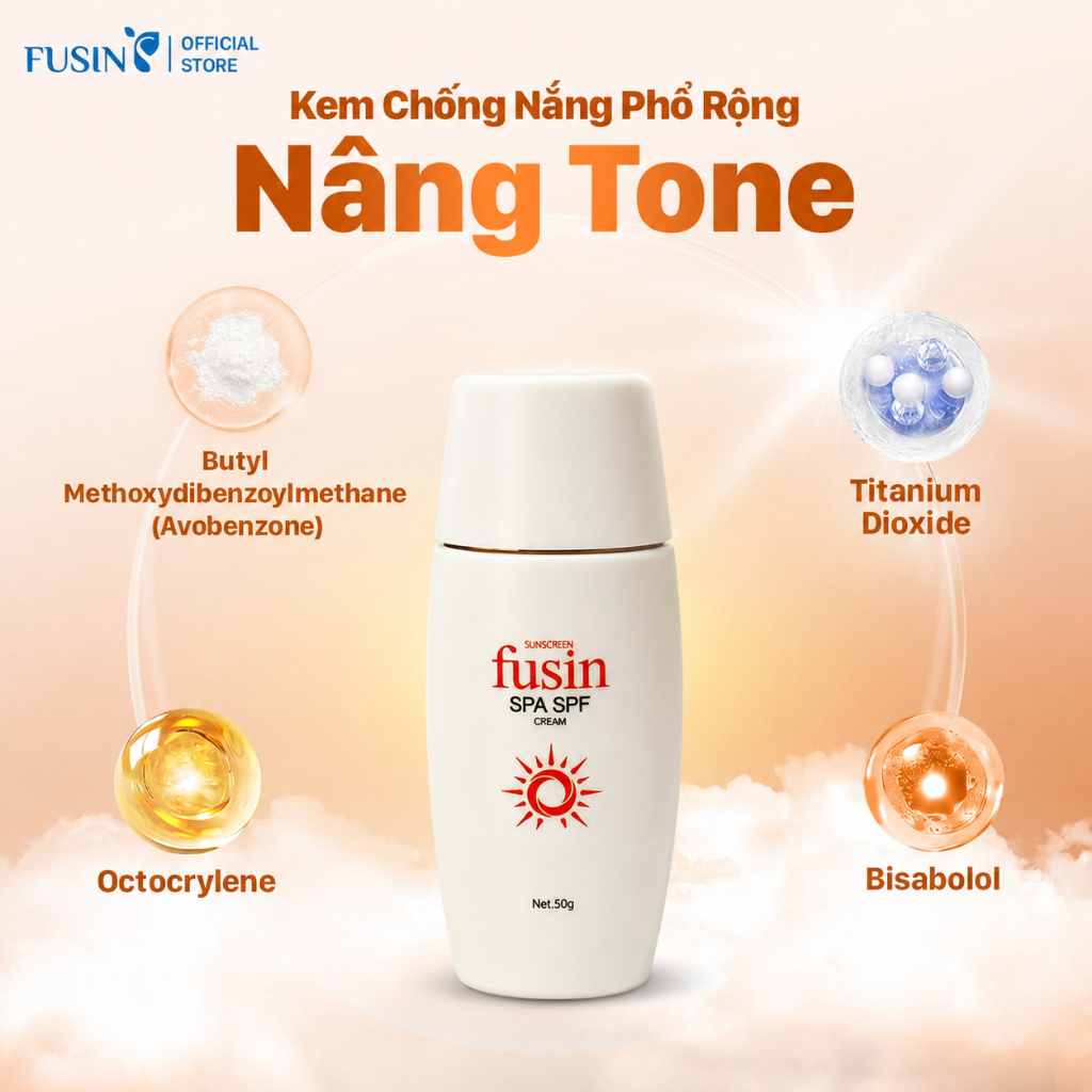 Kem chống nắng kiềm dầu nâng tone cho da dầu FUSIN SPA SPF - Lọ 50g