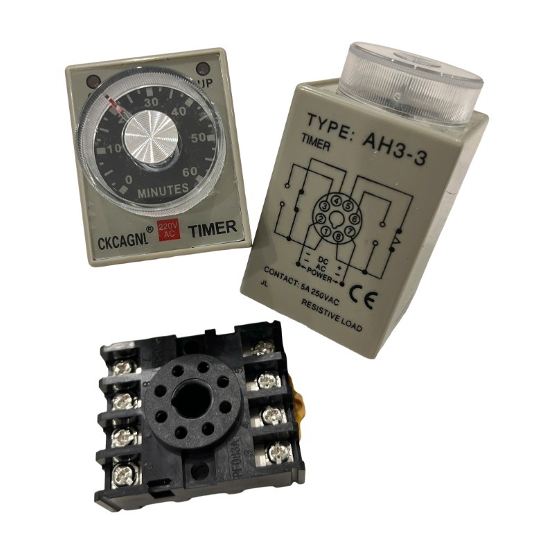Rơ Le Thời Gian AH3-3 6S 60S 60M Timer hẹn giờ , chu kỳ 1 Tức Thời 1 Trễ chuẩn Xác 220V 24V kèm đế