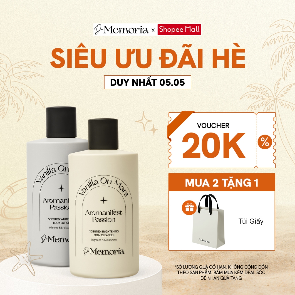 Bộ Đôi Sữa Tắm Và Dưỡng Thể Trắng Da Hương Nước Hoa Thư Giãn De Memoria 300ml/chai