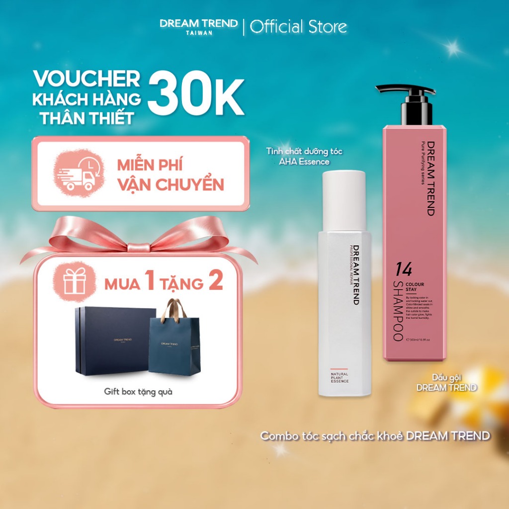 Combo Dầu Gội Làm Sạch DREAM TREND 500ml + Tinh Chất Dưỡng Tóc AHA Essence DREAM TREND 120ml