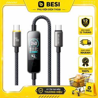 Cáp Sạc Nhanh Mcdodo Vision 240W Type-C to Type-C | Màn Hình TFT Cảm Ứng, Dây Dù