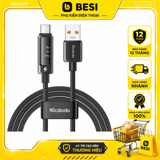 Cáp Sạc Mcdodo Vision Màn Hình OLED | USB to Type-C 6A, Đầu Hợp Kim Kẽm Sang Trọng