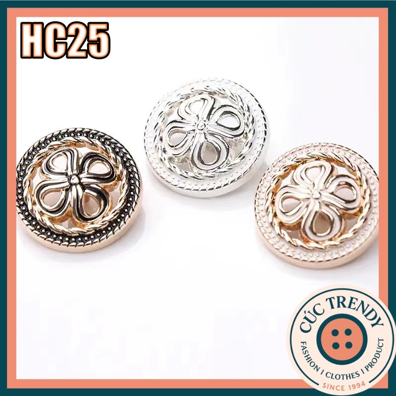 Combo 5c Cúc Áo Kim Loại Size 18mm, 23mm Kim Loại HC25, Pk Áo Vest, Áo Dạ Thời Trang Phong Cách
