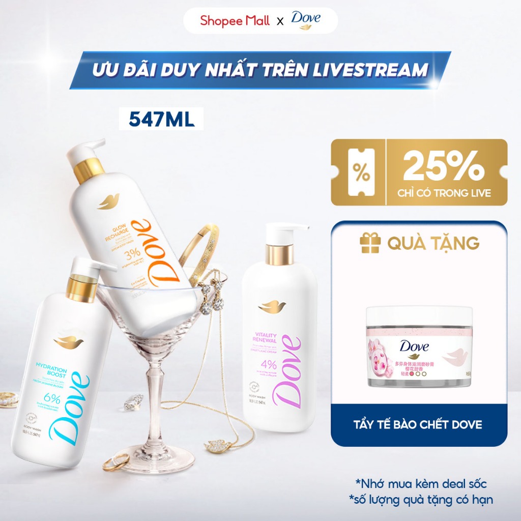  [LIVE] Sữa tắm Dove Serum Dưỡng da chuyên sâu 547ml
