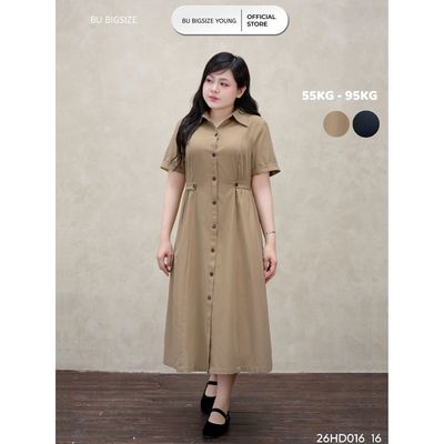 Đầm cổ sơ mi cá eo BIGSIZE (55kg đến 95kg) – 	26HD016 - [BU Bigsize Young]