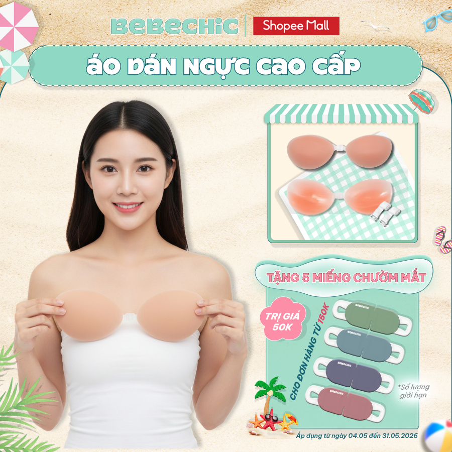 Áo Dán Ngực Silicone Trong Suốt BEBECHIC Cao Cấp Tạo Khe Nâng Ngực, Cài Trước Chắc Chắn