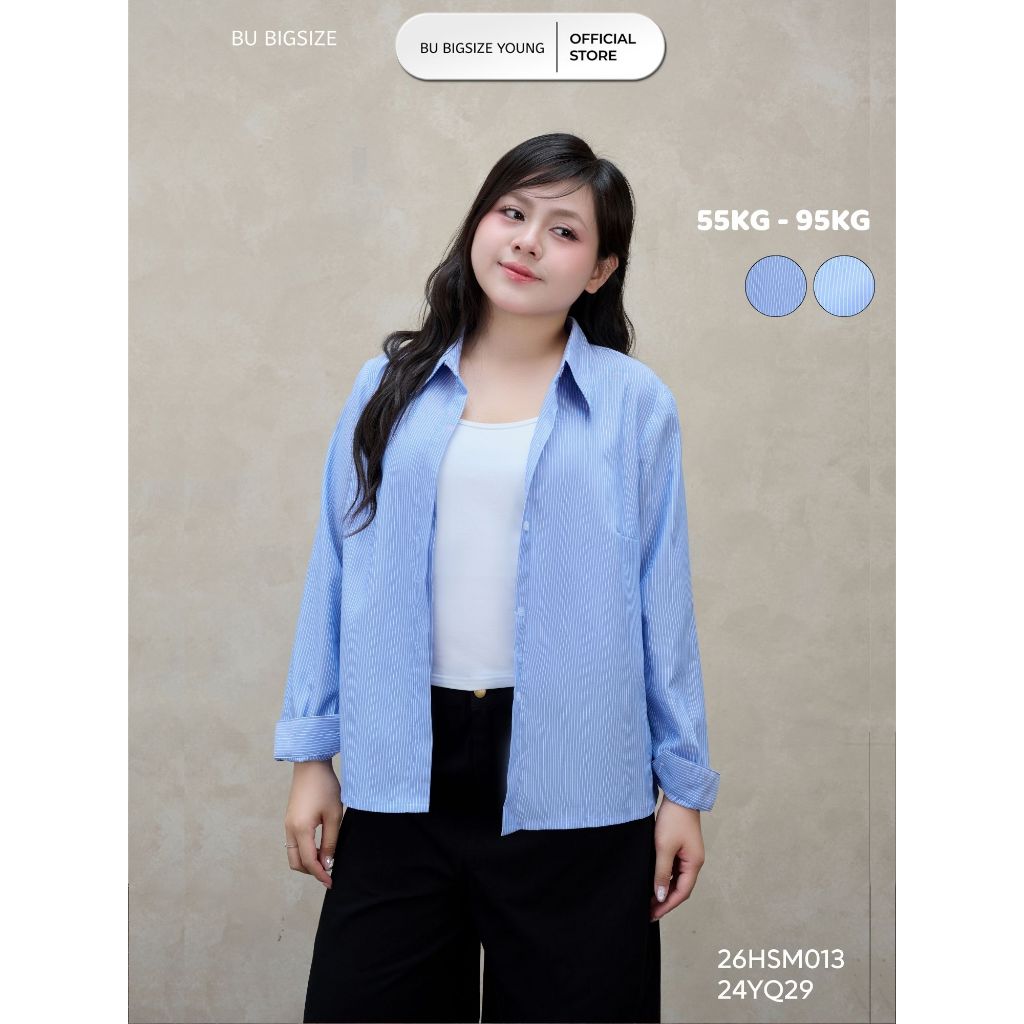 Áo sơ mi kẻ BIGSIZE (55kg đến 95kg) –  26HSM013  - [BU Bigsize Young]