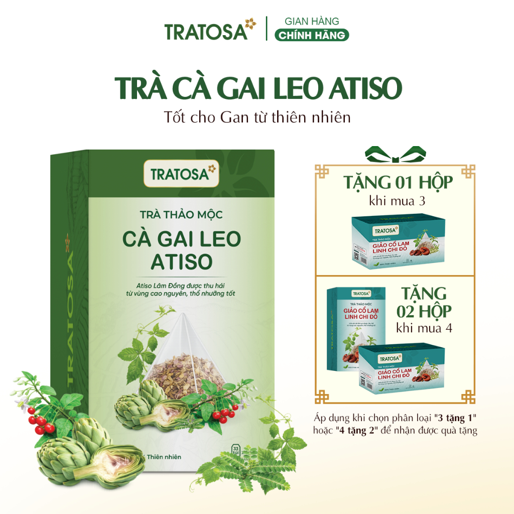Trà cà gai leo atiso Lâm Đồng TRATOSA 9 vị thảo dược, tốt cho gan, thanh nhiệt, giải độc an toàn từ 