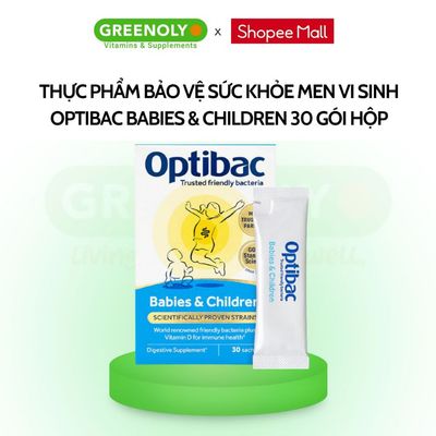Men vi sinh cho bé từ 0 -12 tuổi Optibac Babies & Children hỗ trợ hệ tiêu hóa khỏe mạnh hộp 30 gói