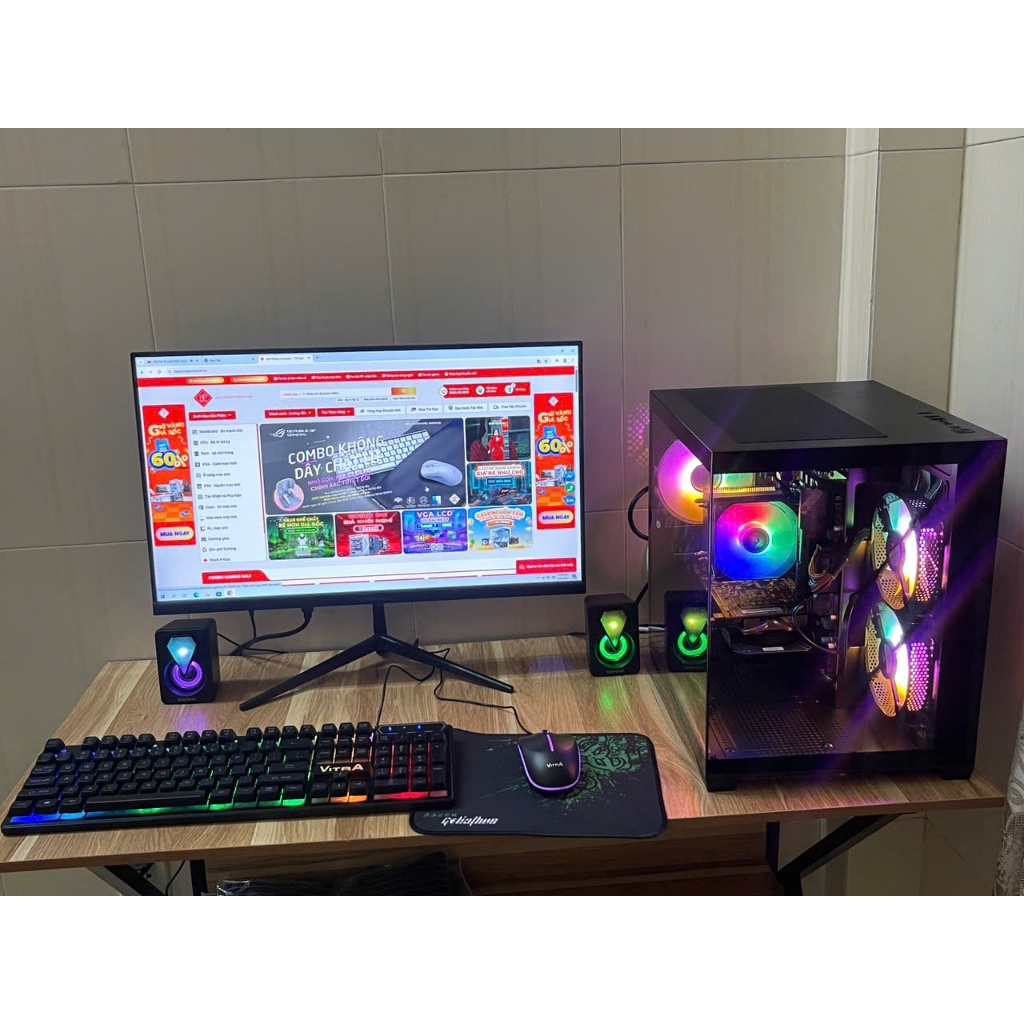 Bộ pc gaming intel core i3 14100f chiến game online, văn phòng - Chính Hãng Bảo Hành 36 Tháng