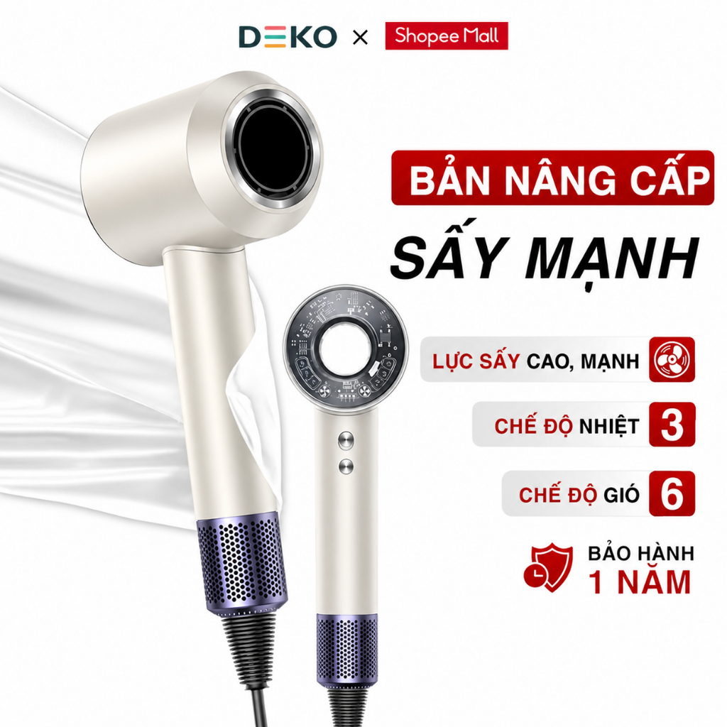 Máy Sấy Tóc Ion Âm 2 Chiều Tạo Kiểu Bảo Vệ Tóc, Tốc Độ Cao Có 3 Chế Độ Sấy Mạnh Công Suất Lớn