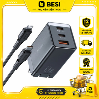 Bộ Sạc Mcdodo GaN5 Pro Mini 67W | 3 Cổng, Sạc Nhanh Laptop & Điện Thoại, Kèm Cáp