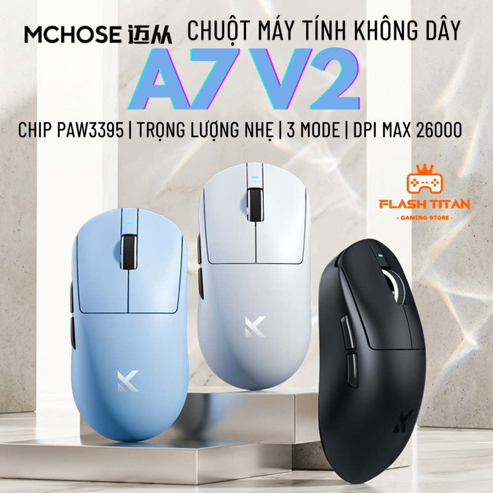 Chuột Không Dây Mchose A7 Ultra V2 - Chuột Gaming Cao cấp Chip PAW3950 Mạnh Mẽ - Dongle hỗ trợ 8k