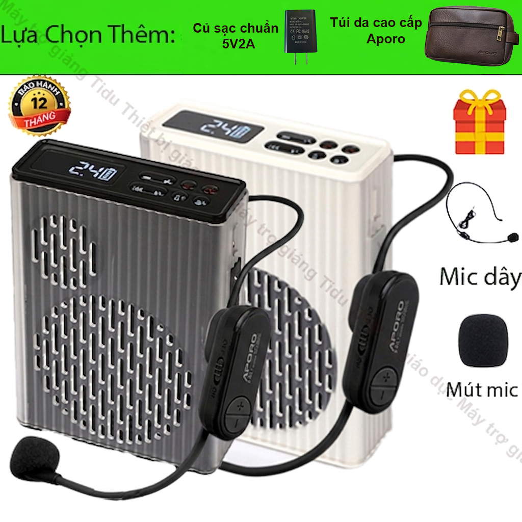 Loa Máy Trợ Giảng không dây Aporo T58 2.4G Bluetooth 6.0 Công Suất Lớn 50W, Pin Khủng, Âm Thanh Chân