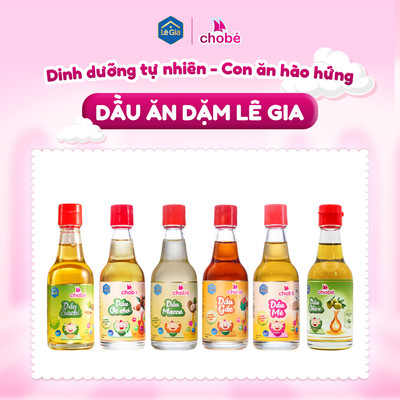 [DATE T3/2027] Dầu ăn dặm cho bé ép nguội nguyên chất Lê Gia chai thủy tinh 60ml