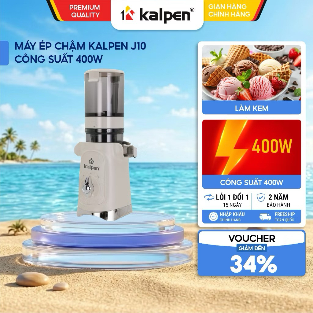 [Hỏa Tốc] Máy Ép Chậm Kalpen J10 Công Suất 400W Ep nguyên quả Hàng Chính Hãng KALPEN Bảo Hành 2 Năm 