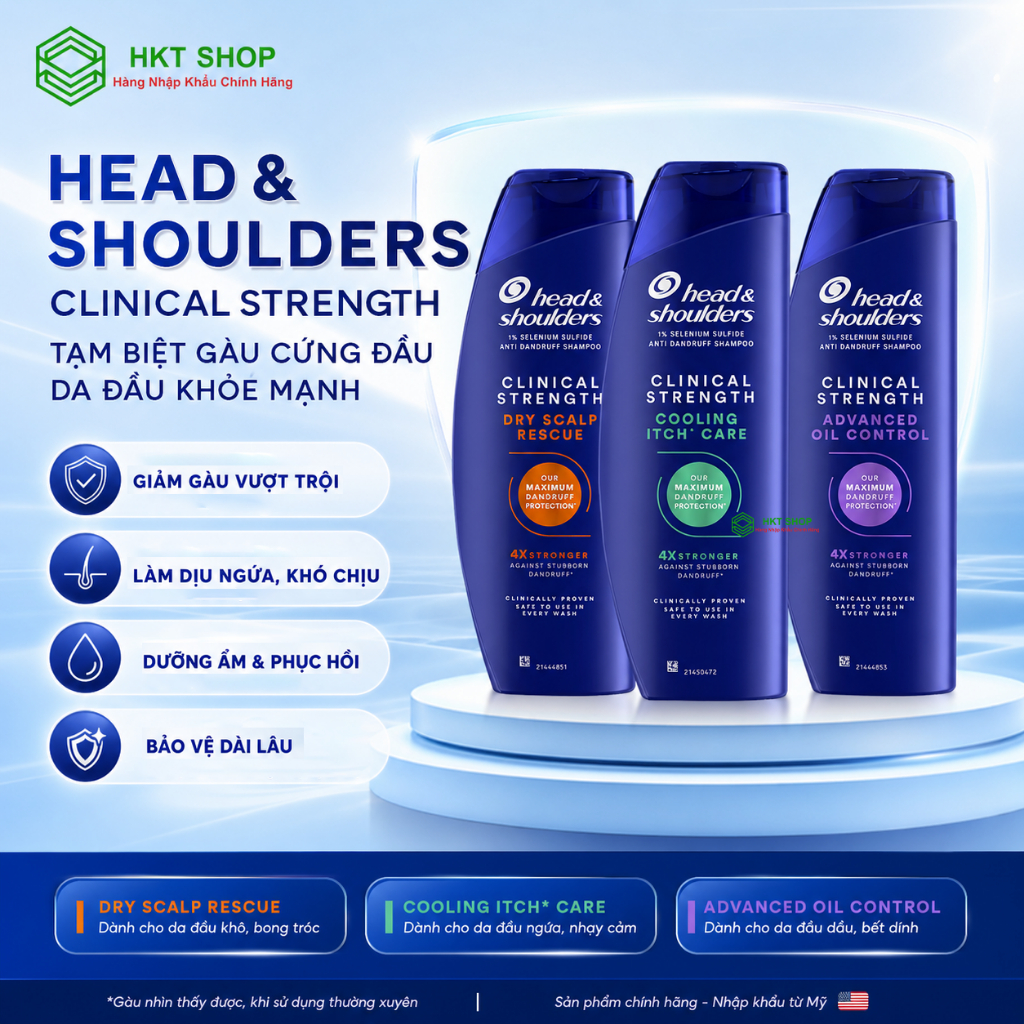 Dầu gội Head & Shoulders Mỹ Clinical Strength H&S_HKT Shop