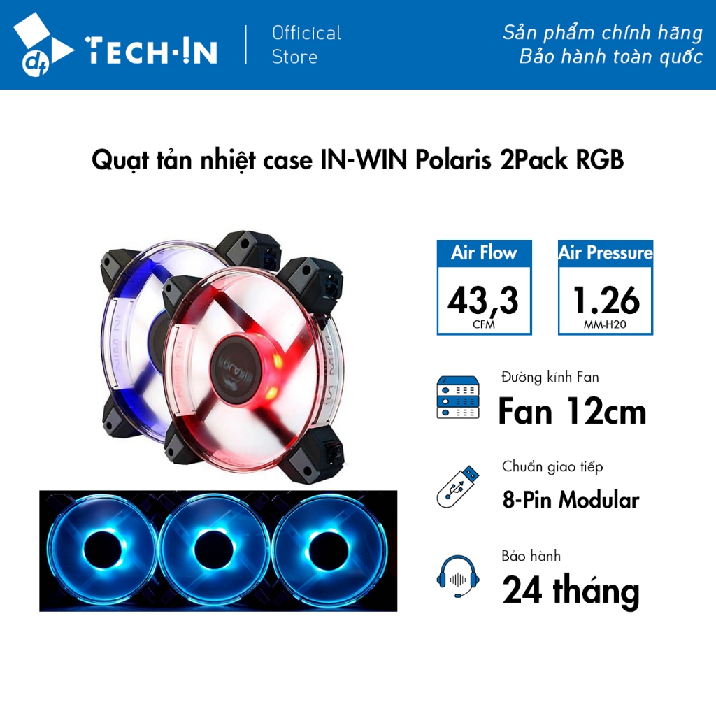 Quạt tản nhiệt case IN-WIN Polaris 2Pack RGB InWin - Hàng Chính Hãng