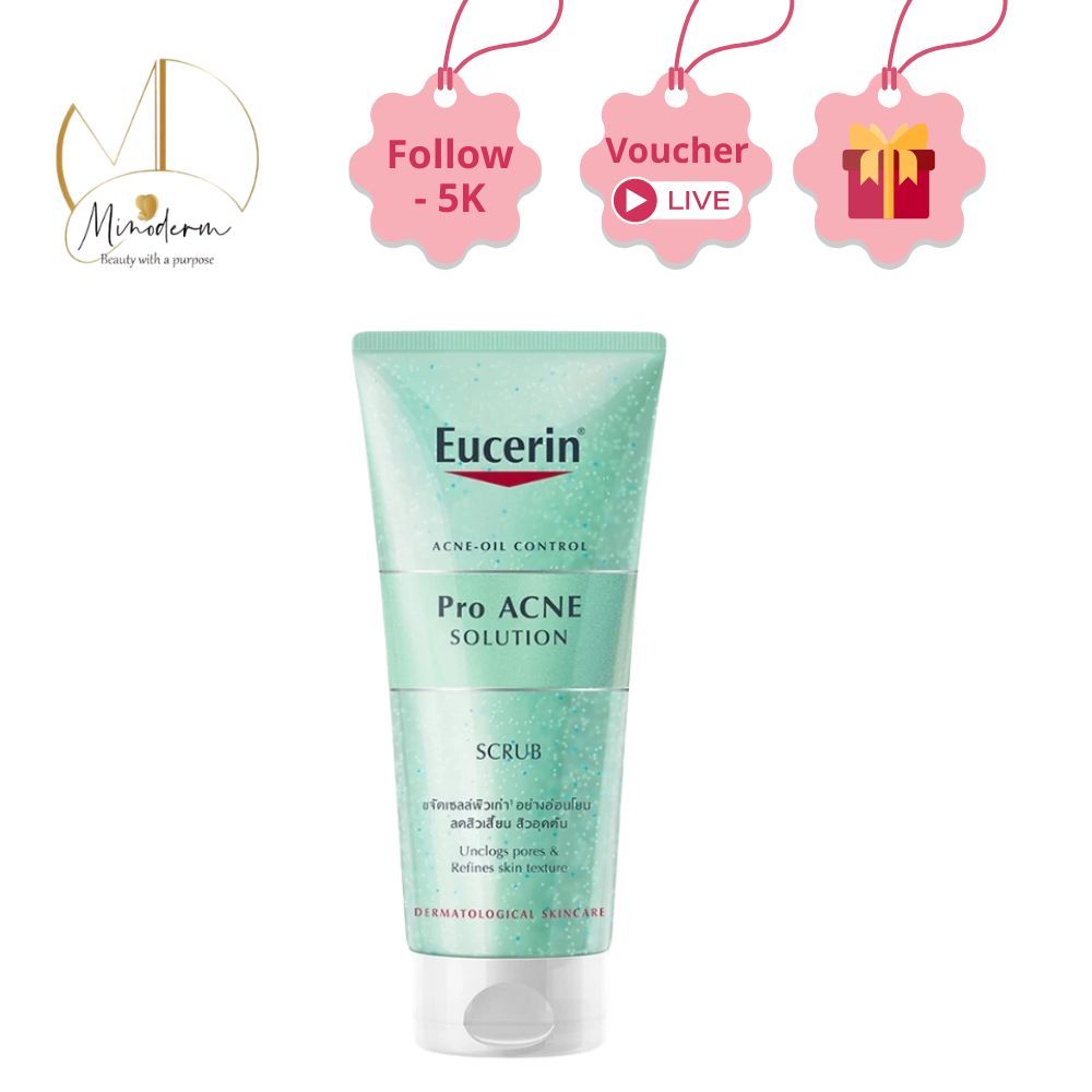 Tẩy tế bào chết Eucerin Pro Acne Scrub giúp làm sạch nhẹ dịu, giúp giảm mụn, ngừa mụn.