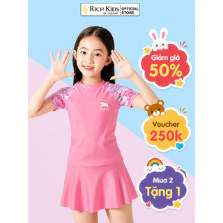 Đồ bơi bé gái, đồ bơi 2 mảnh chất vải cao cấp, co dãn tốt, màu sắc tươi tắn