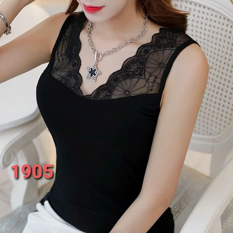 Áo Thun 3 Lỗ Phối Ren Chất Thun Lạnh Co Giãn 4 Chiều