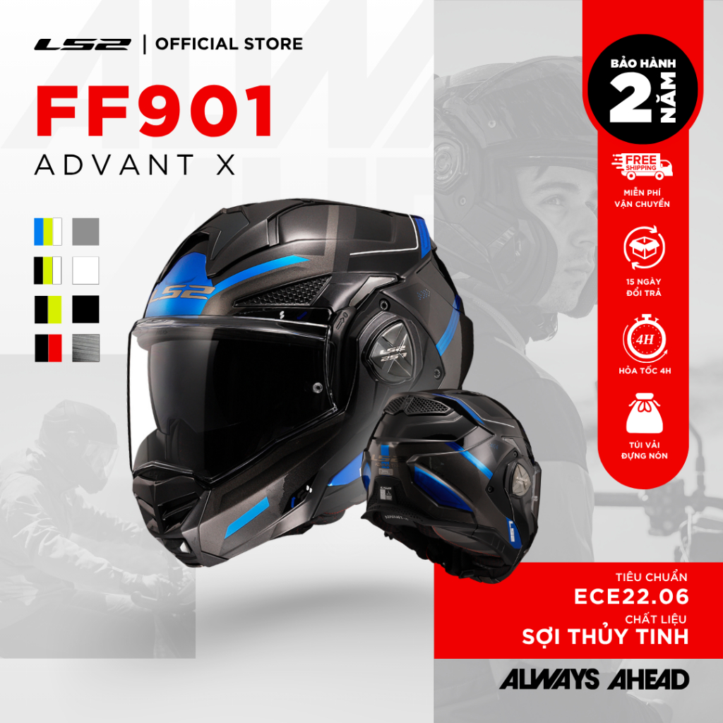 Mũ Fullface Lật Hàm LS2 FF901 Advant-X Fiberglass Helmet – Lật Hàm 180°, Chuẩn ECE 22.06