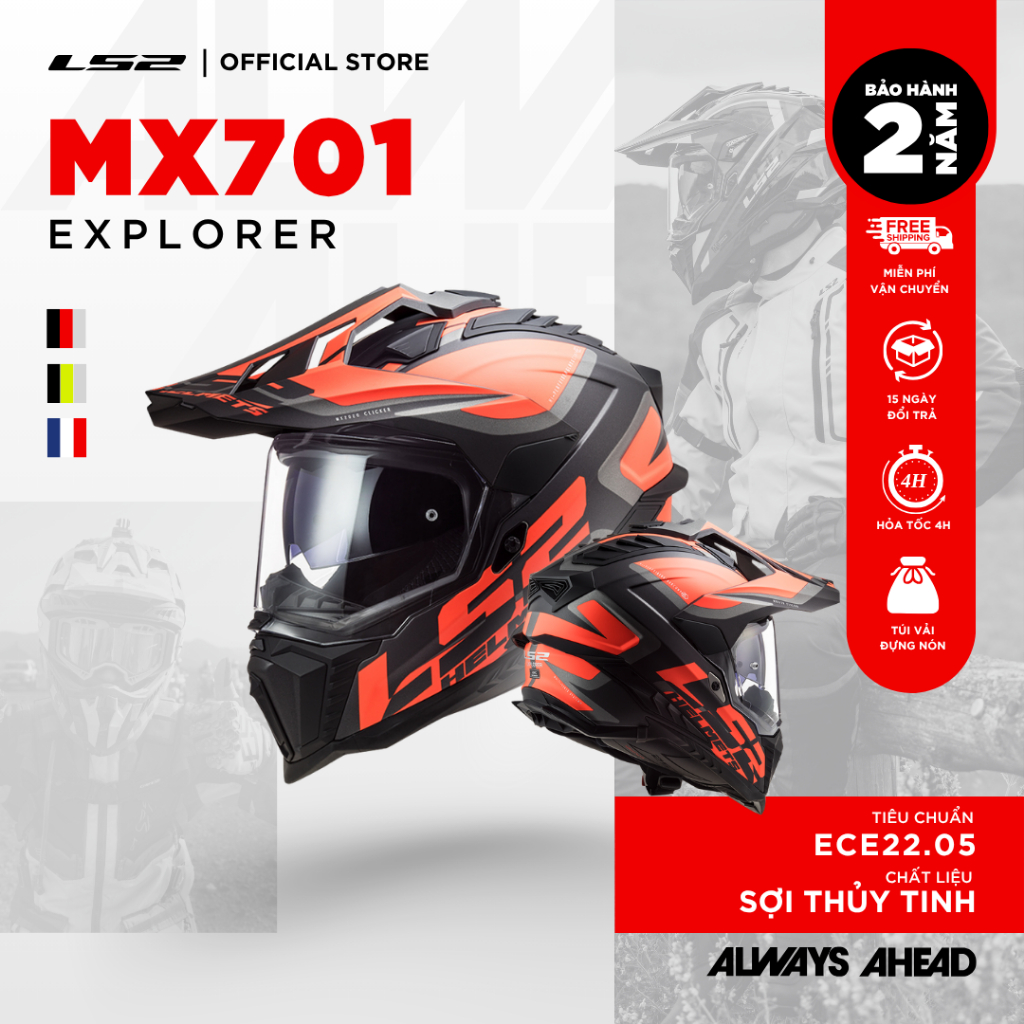 Mũ Cào Cào LS2 MX701 Explorer Sợi Thuỷ Tinh ECE22.05 [Bảo Hành Chính Hãng 2 Năm]