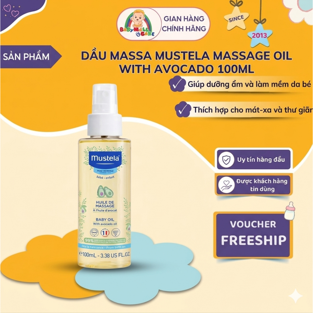 Dầu massa MUSTELA Massage Oil With Avocado 100ml