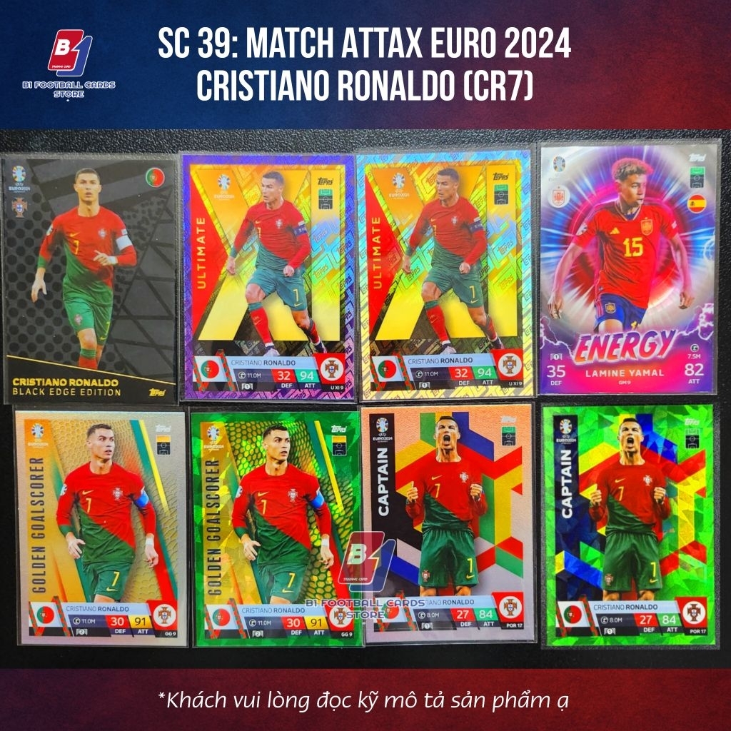 SC39: Thẻ Lẻ Cristiano Ronaldo (CR7) - Topps Match Attax Euro 2024 - Thẻ Cầu Thủ Bóng Đá Chính Hãng