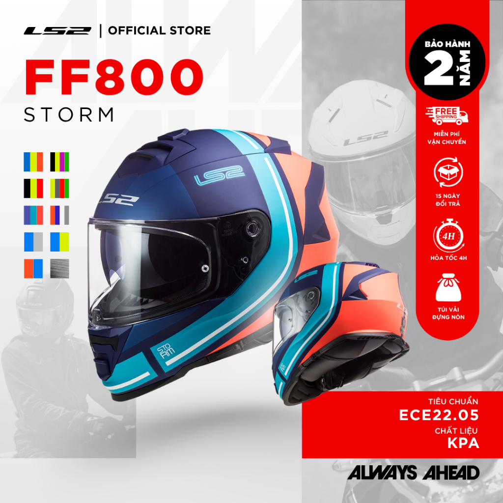[THANH LÝ XẢ KHO] Mũ Bảo Hiểm Fullface LS2 FF800 Storm 2 Kính Đạt Chuẩn ECE22.05 (Tặng Pinlock)