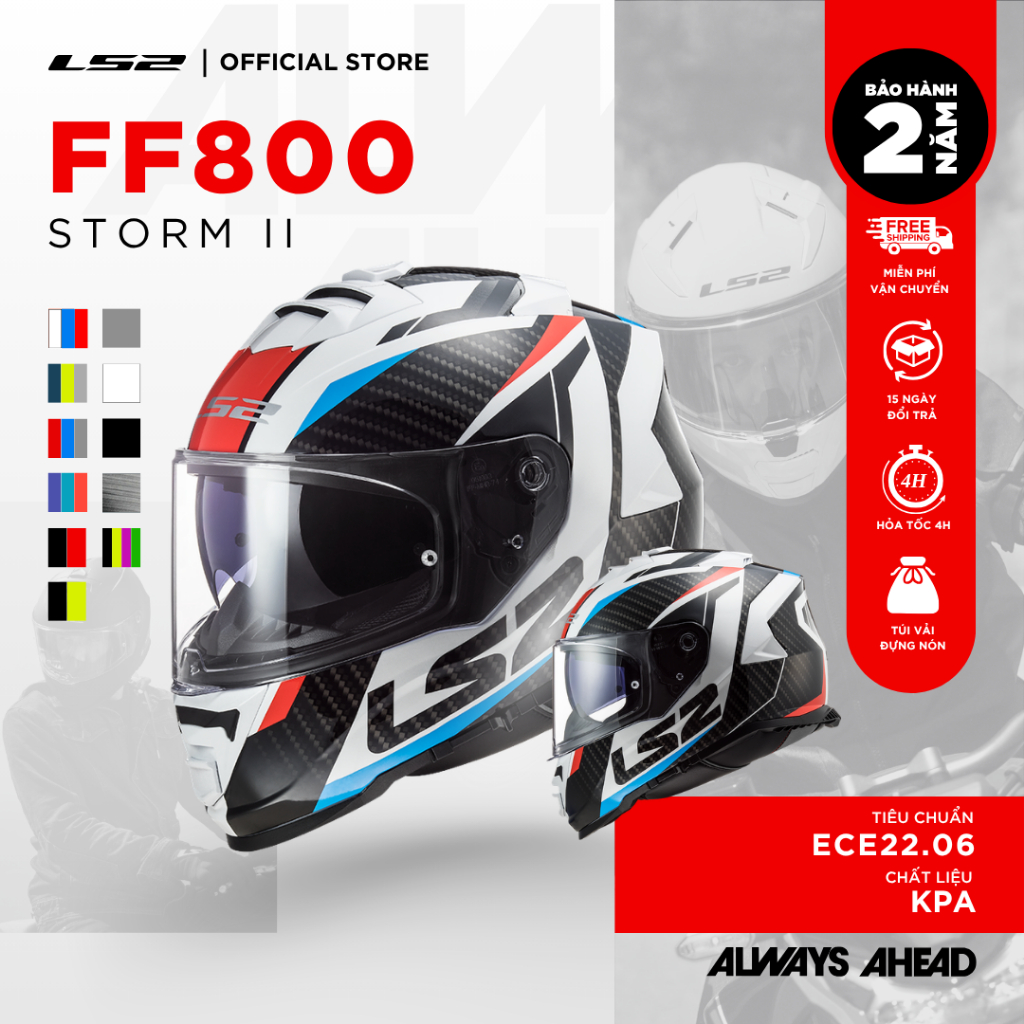 Mũ Bảo Hiểm Fullface FF800 Storm II ECE2206 KPA 2 Kính Form Châu Âu [Bảo Hành Chính Hãng 2 Năm]