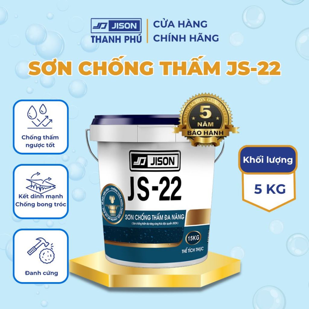 Sơn chống thấm đa năng Jison JS22 - Xử lý nồm mái tôn, chống thấm ngược, đổ cố ống, kiềm hóa tường