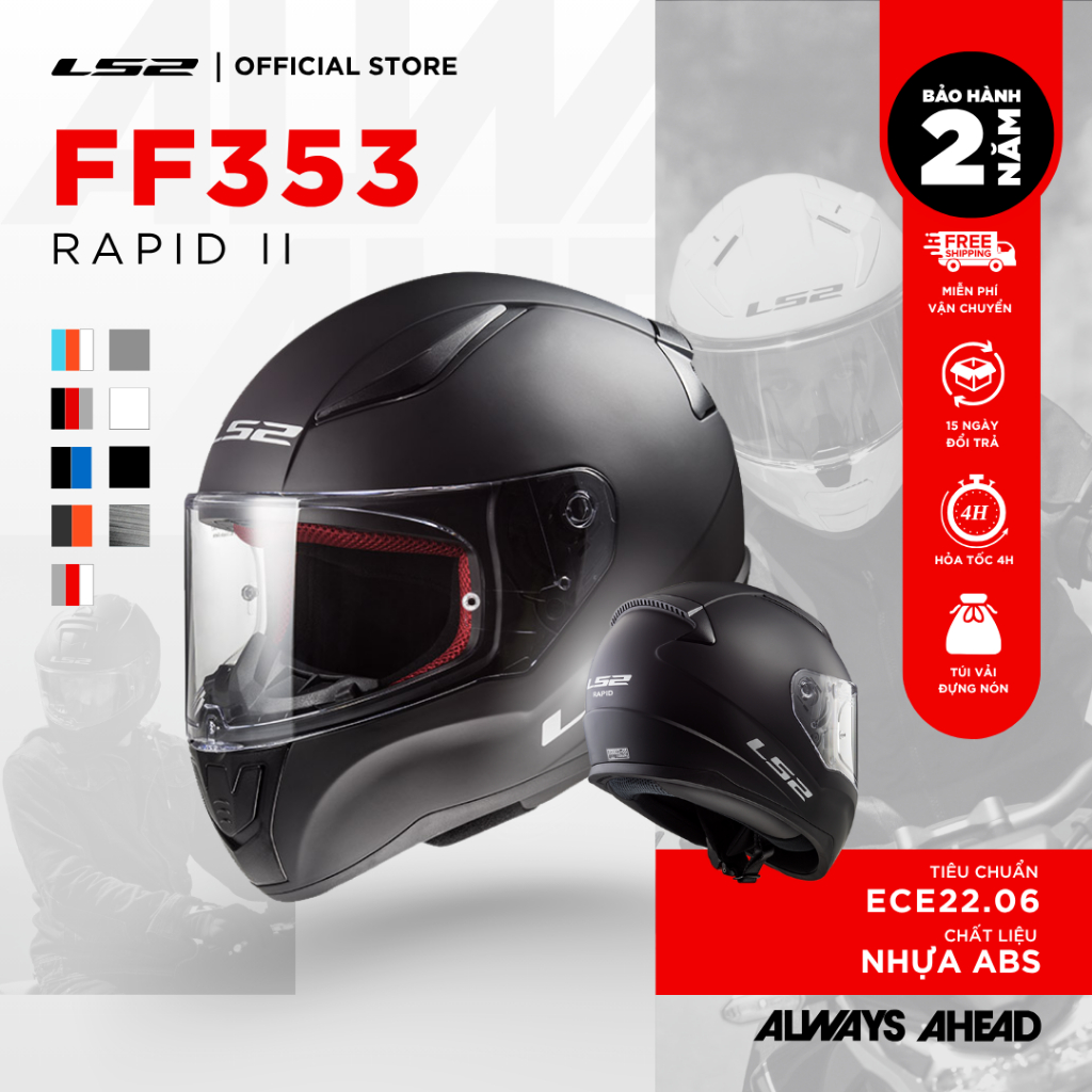 Mũ Bảo HIểm Fulface LS2 FF353 Rapid II ECE22.06 Đi Phố Touring Phượt Ngắn [Bảo Hành Chính Hãng 2 năm