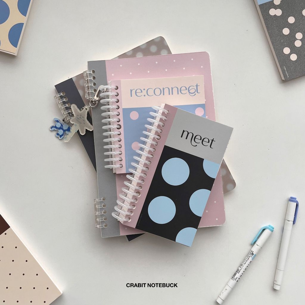 Sổ còng size handy vuông sổ vẽ sổ lò xo binder vở còng polka dot chấm bi Crabit - Reconnect The Dots