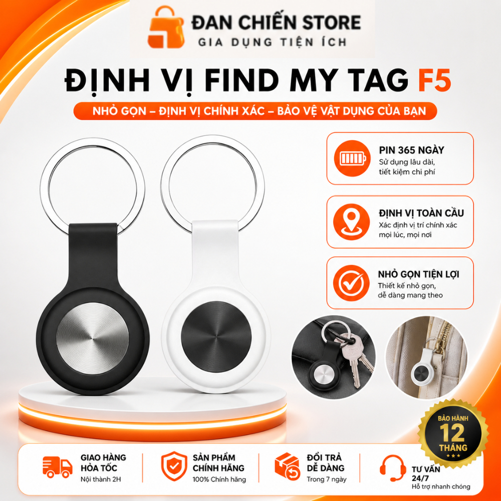 Thiết bị định vị FIND MY TAG F5, Định vị toàn cầu, Tương thích với ANDROID và I.OS - Đan Chiến Store
