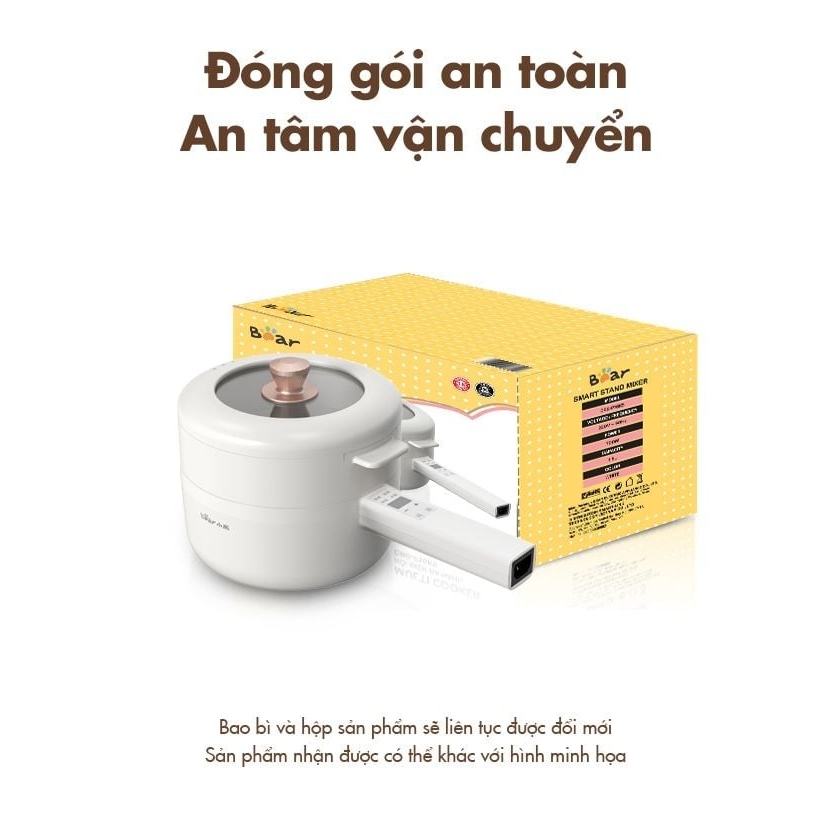 Nồi điện đa năng Bear DRG-P16K5 DRG-P16M2 DRG-E15P2 (1,6 lít - kèm xửng hấp) - Hàng chính hãng