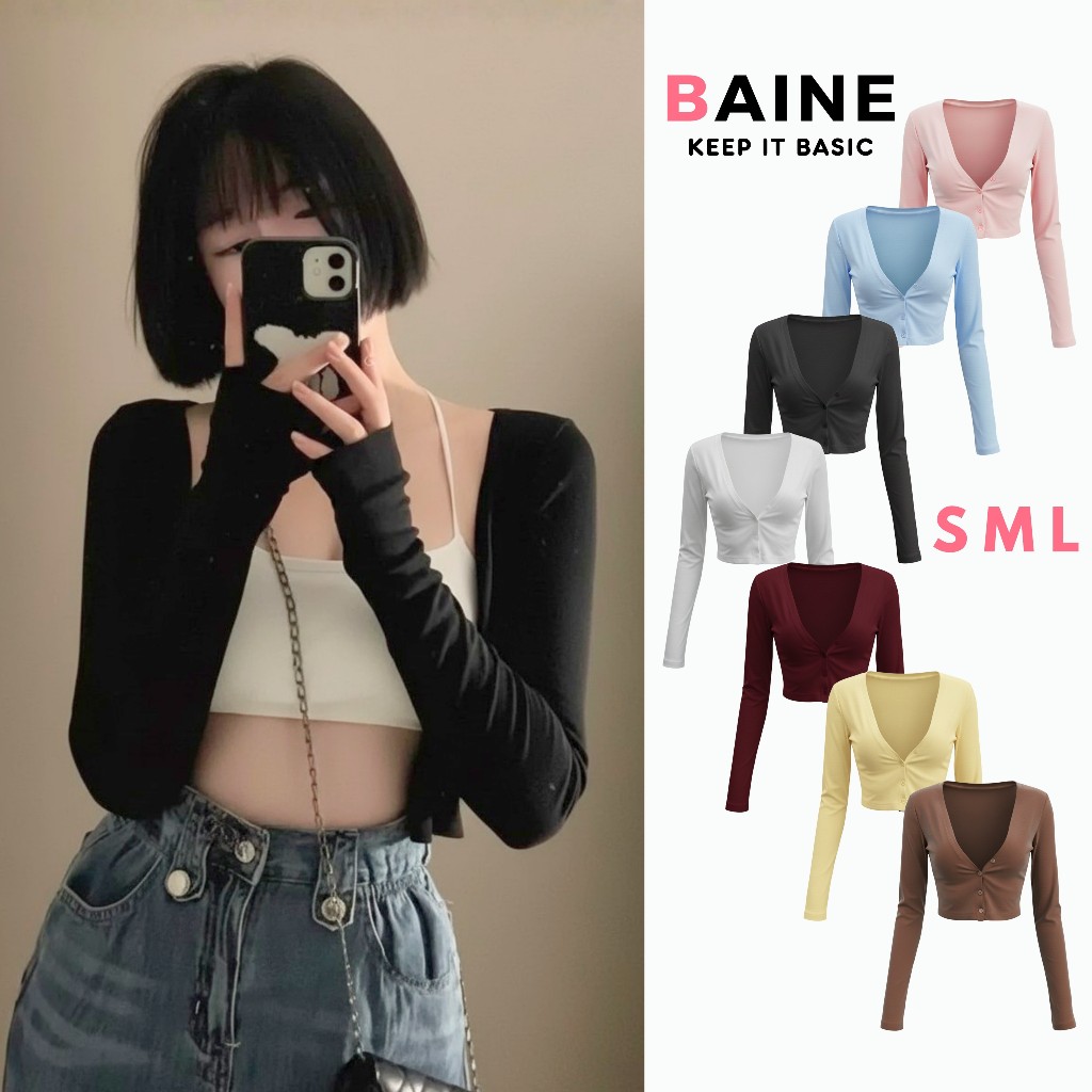 Áo CARDIGAN DÁNG NGẮN 4 CÚC Chất Borip Lụa CAR06, Áo Khoác Ngoài Nữ Chiết Eo Mềm Mát BAINE