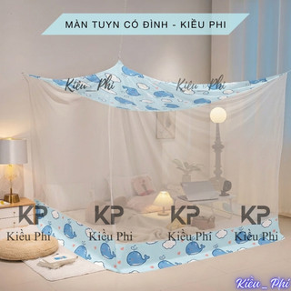 Màn Tuyn Lạnh Hoạ Tiết Treo 4 Góc Màn Ngủ Chống Muỗi Lưới Dày Thoáng Khí Dùng Gia Đình