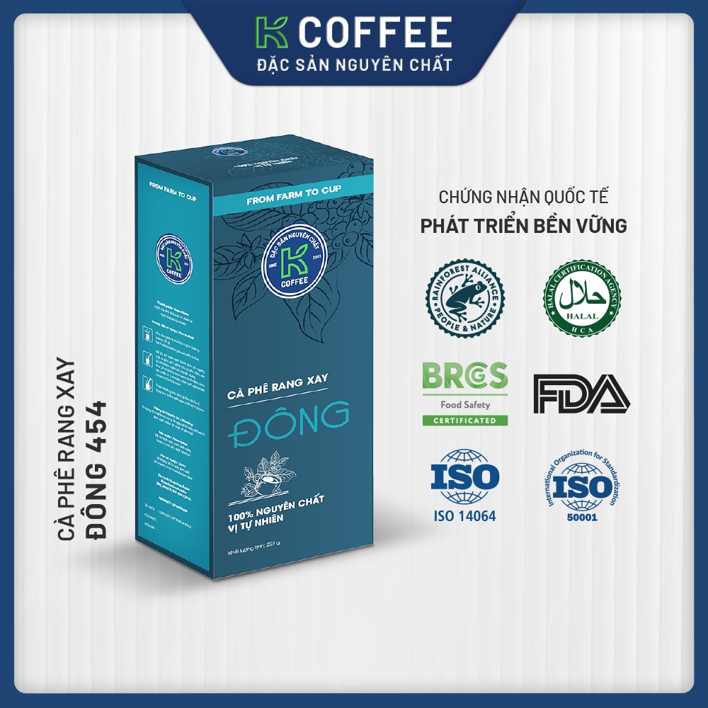 Cà phê Rang xay Đặc sản Nguyên chất Pha phin K Coffee K Đông 454g
