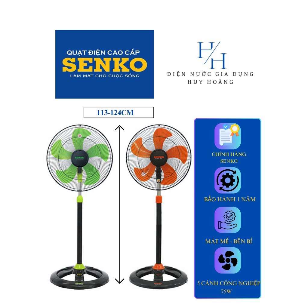 Quạt đứng Senko DCN1807 75W – Cánh 43cm – 3 tốc độ gió – Điều chỉnh cao thấp – Chính hãng