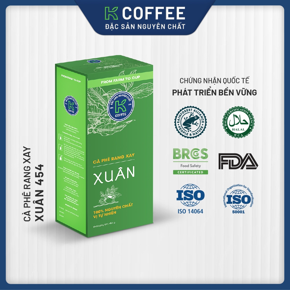 Cà phê Rang xay Đặc sản Nguyên chất Pha phin K Coffee K Xuân 454g