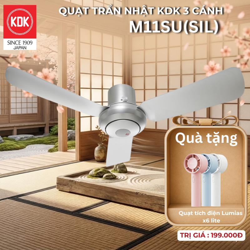 Quạt Trần Nhật KDK màu Bạc M11SU(SIL) - Bảo Hành Chính Hãng KDK