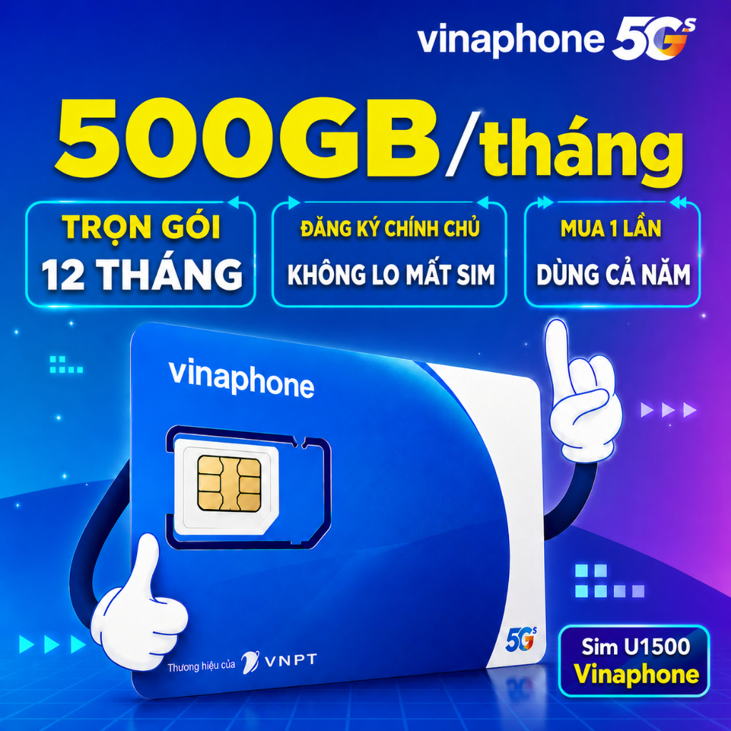 [CÓ SẴN DATA 12 THÁNG] Sim data 5G Vinaphone trọn gói 1 năm, sim mạng Vinaphone tốc độ cao, Đăng ký 