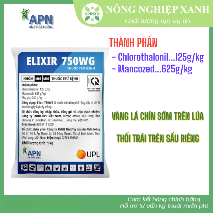 ELIXIR 750WG gói 100gr (vàng lá, thán thư, sương mai, thối trái)